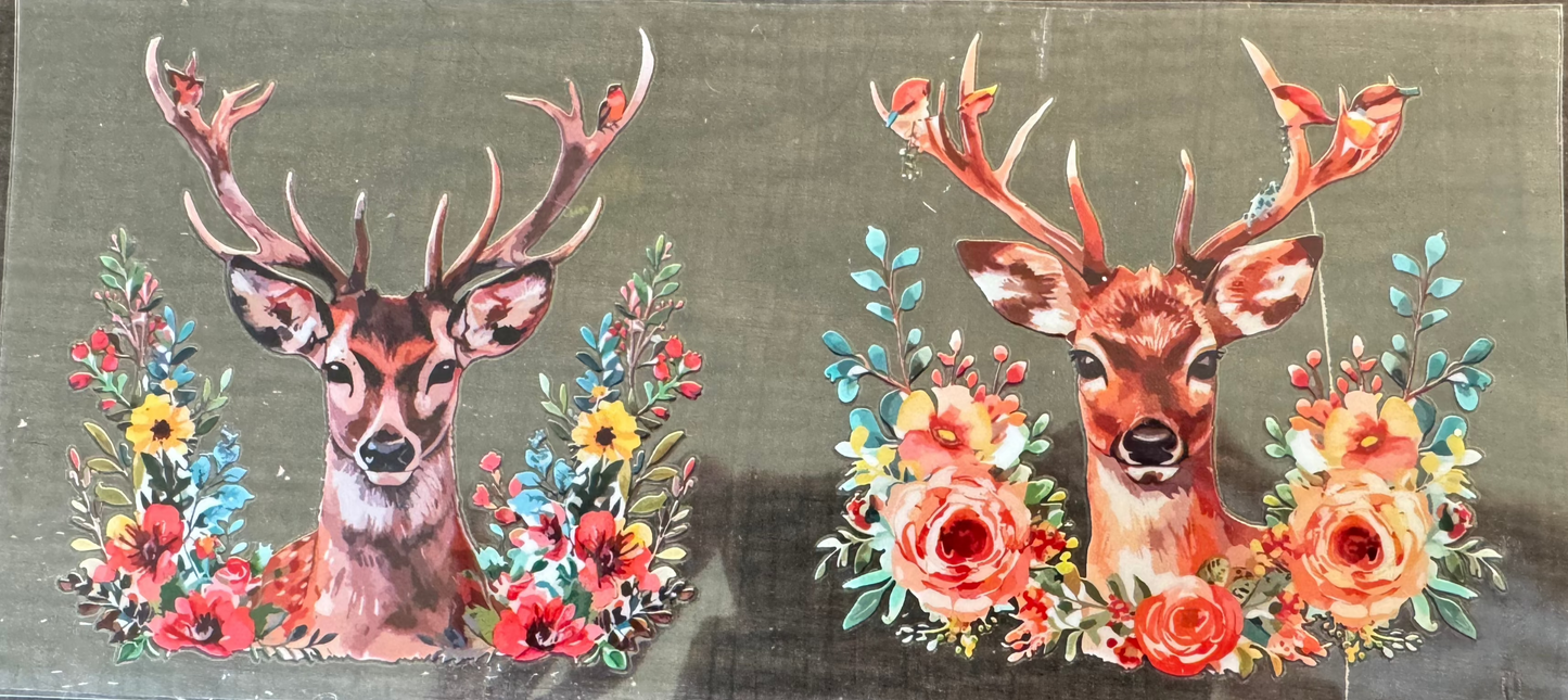 Deer with flowers decal