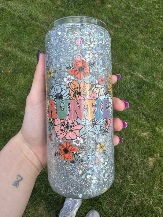 16oz Glass Glitter Tumbler