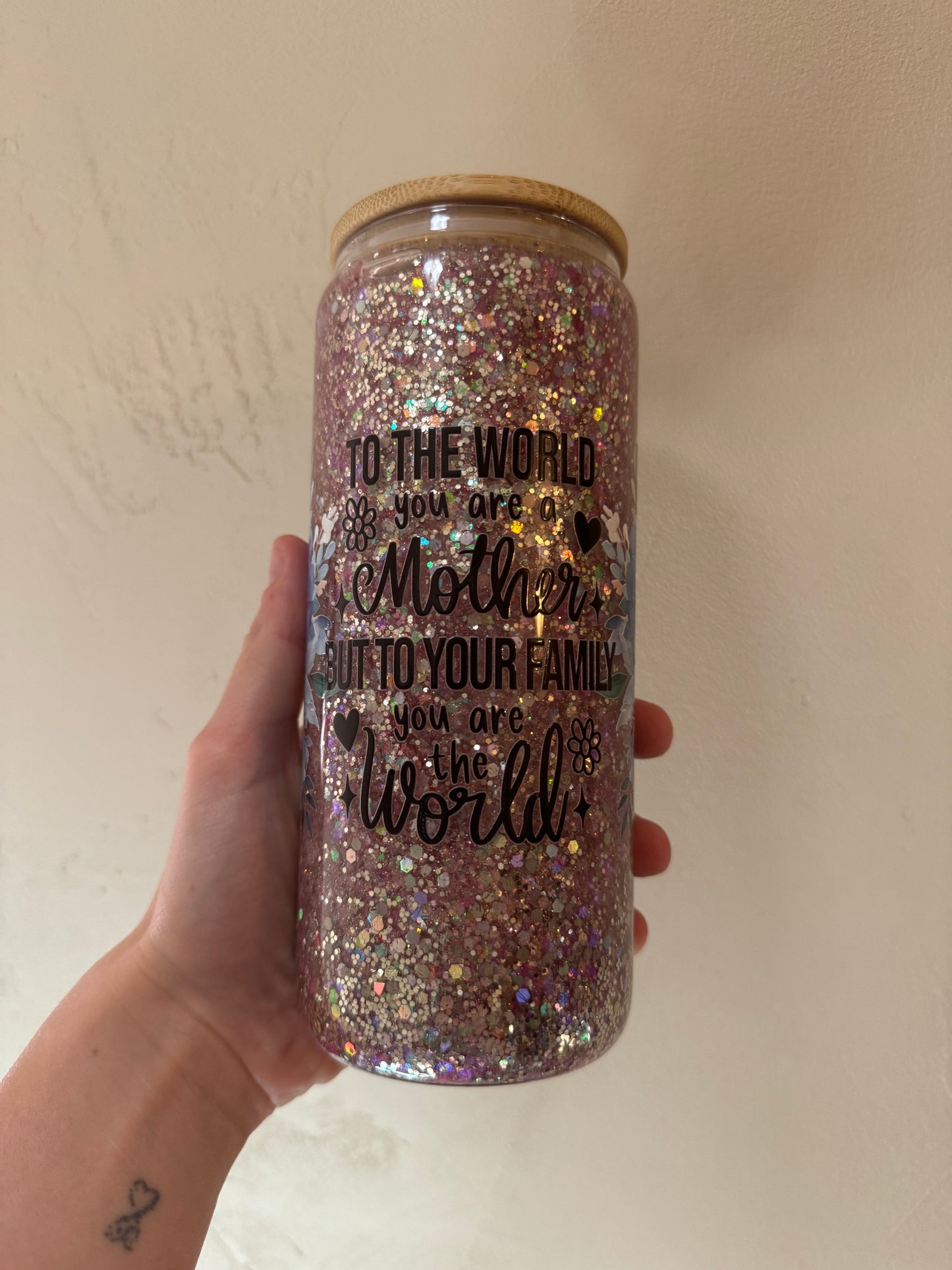 16oz Glass Glitter Tumbler